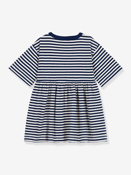 Gestreepte kinderjurk met 3/4-mouwen van katoen PETIT BATEAU blauw - vertbaudet enfant 