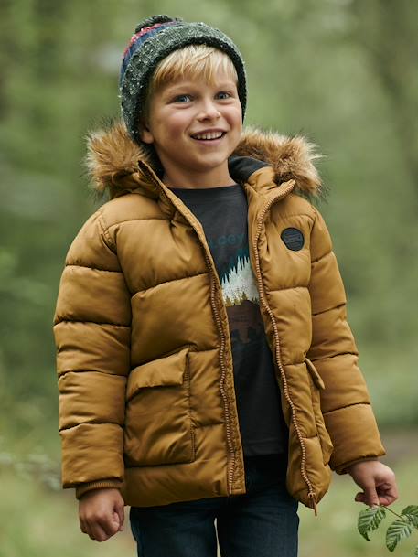 Jongensjack met fleecevoering en handschoenen of wanten BLAUW+GOUDKLEURIG - vertbaudet enfant 