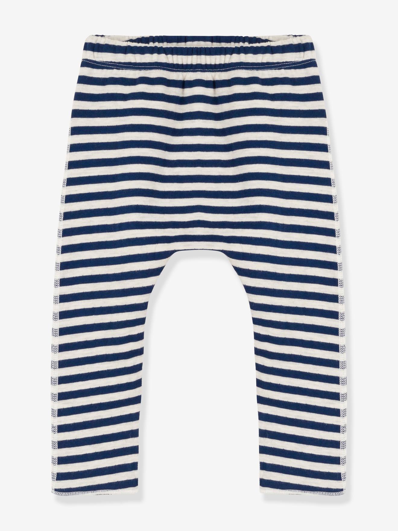 Gestreepte babybroek in tubing - PETIT BATEAU blauw