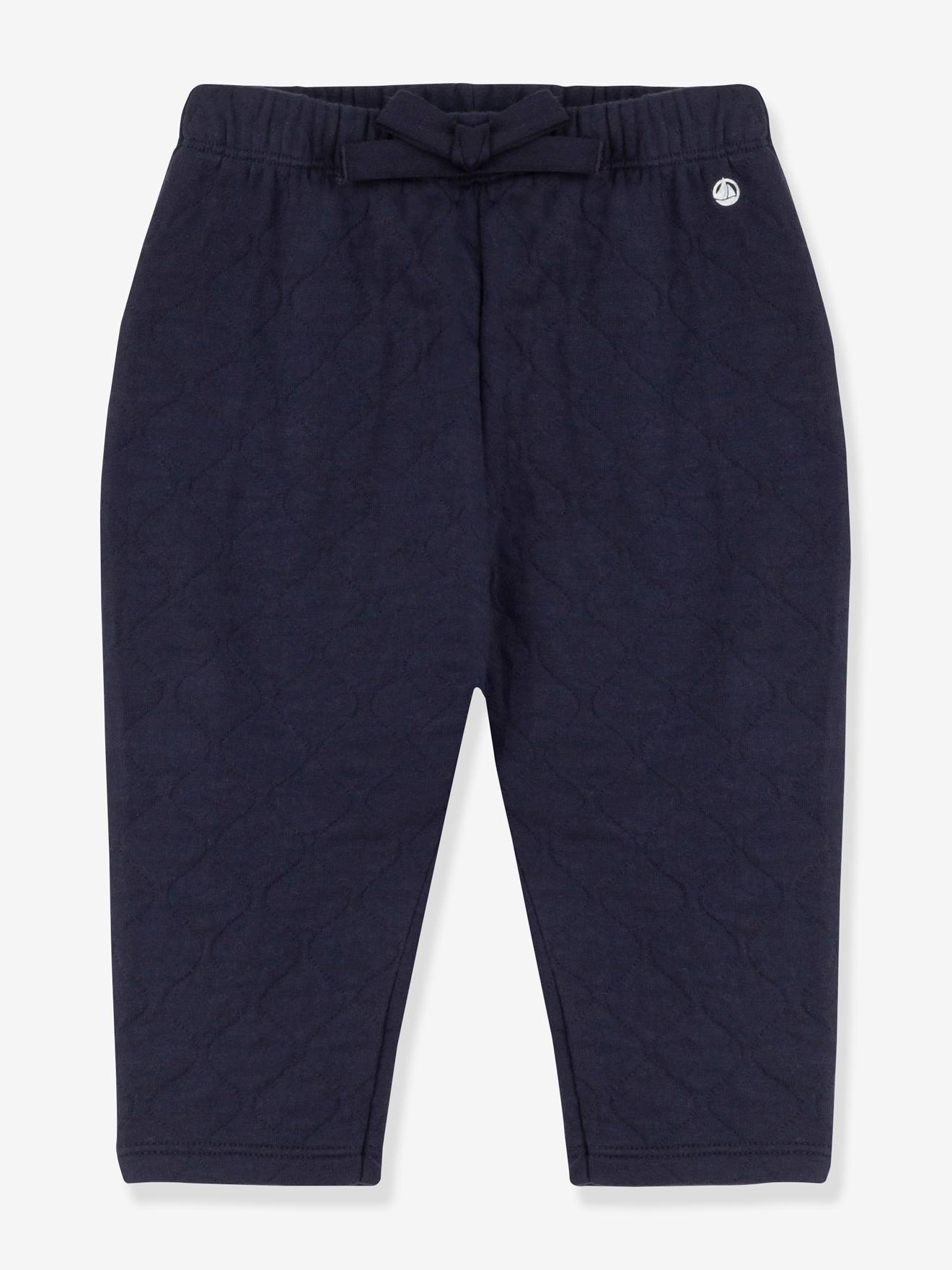 Babybroek in gewatteerde tubing - PETIT BATEAU marineblauw