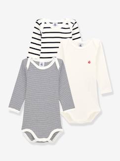 Baby-Body-Set van 3 rompers met lange mouwen PETIT BATEAU