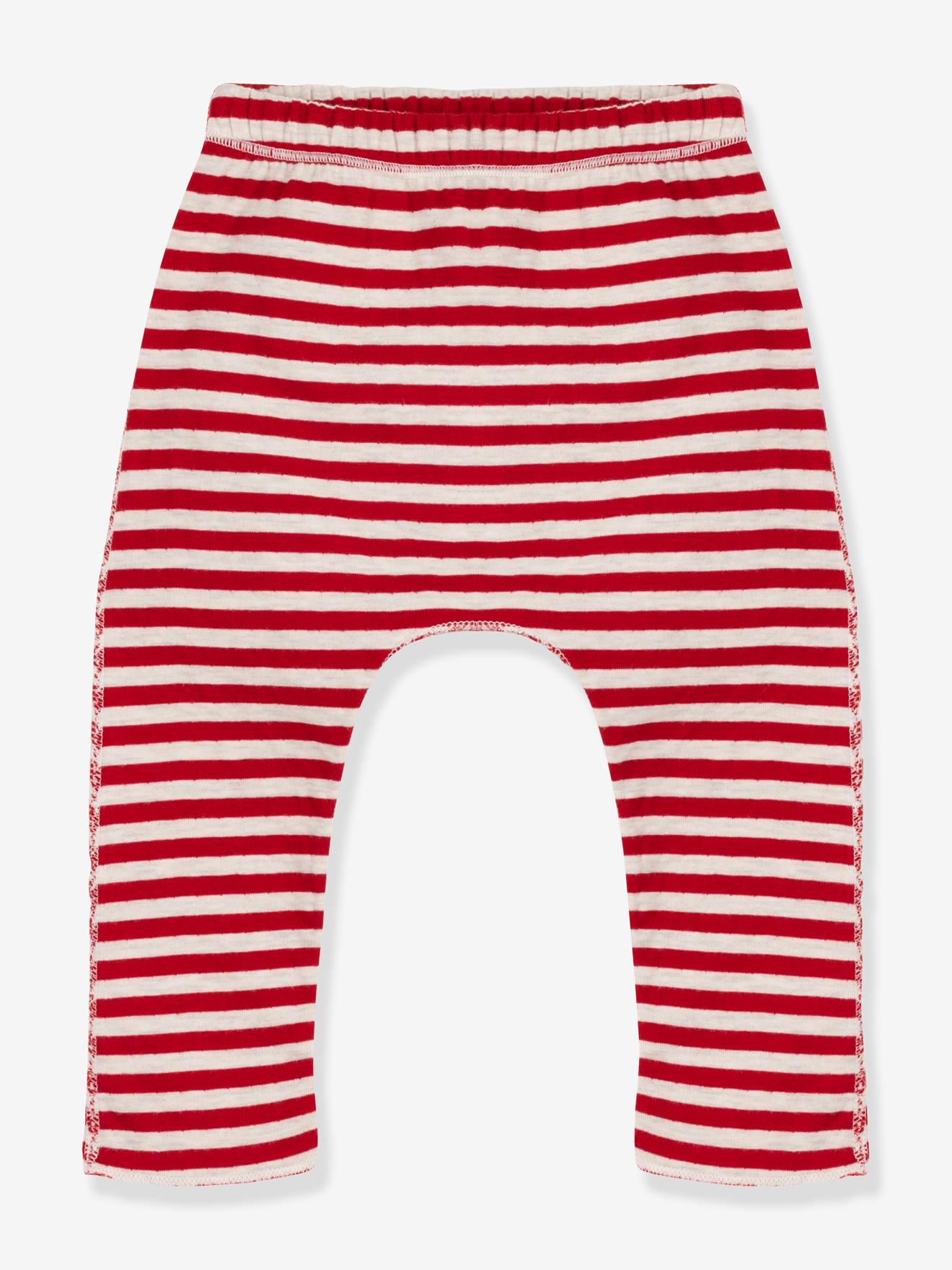 Gestreepte babybroek in tubing - PETIT BATEAU rood