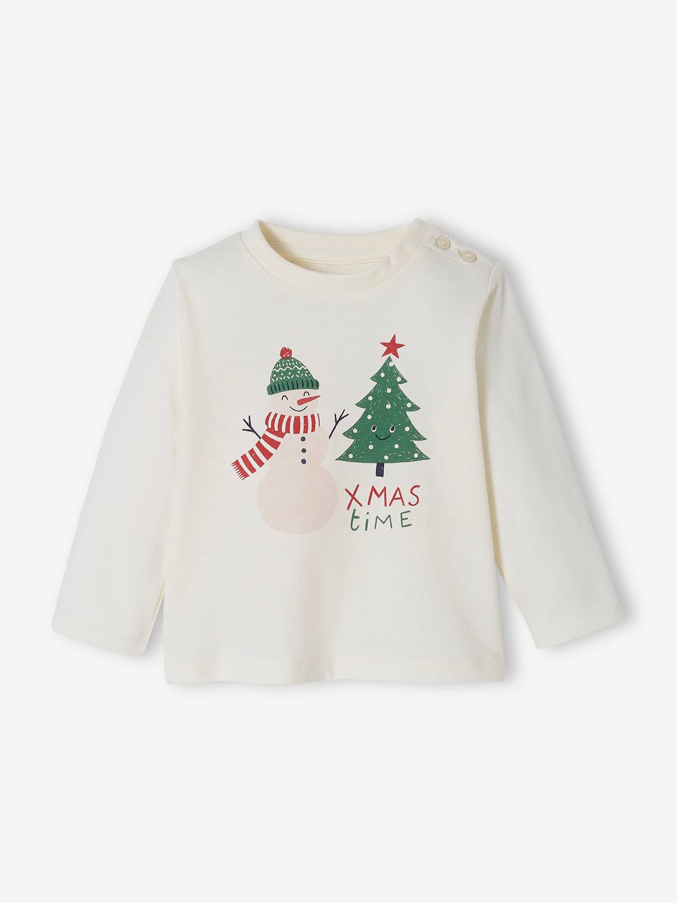 Feestelijk babyshirt Christmas time ecru