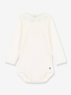 Baby-Body-Romper met lange mouwen en kraag van biologisch katoen PETIT BATEAU