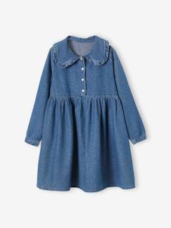 -Denim jurk met claudinekraag