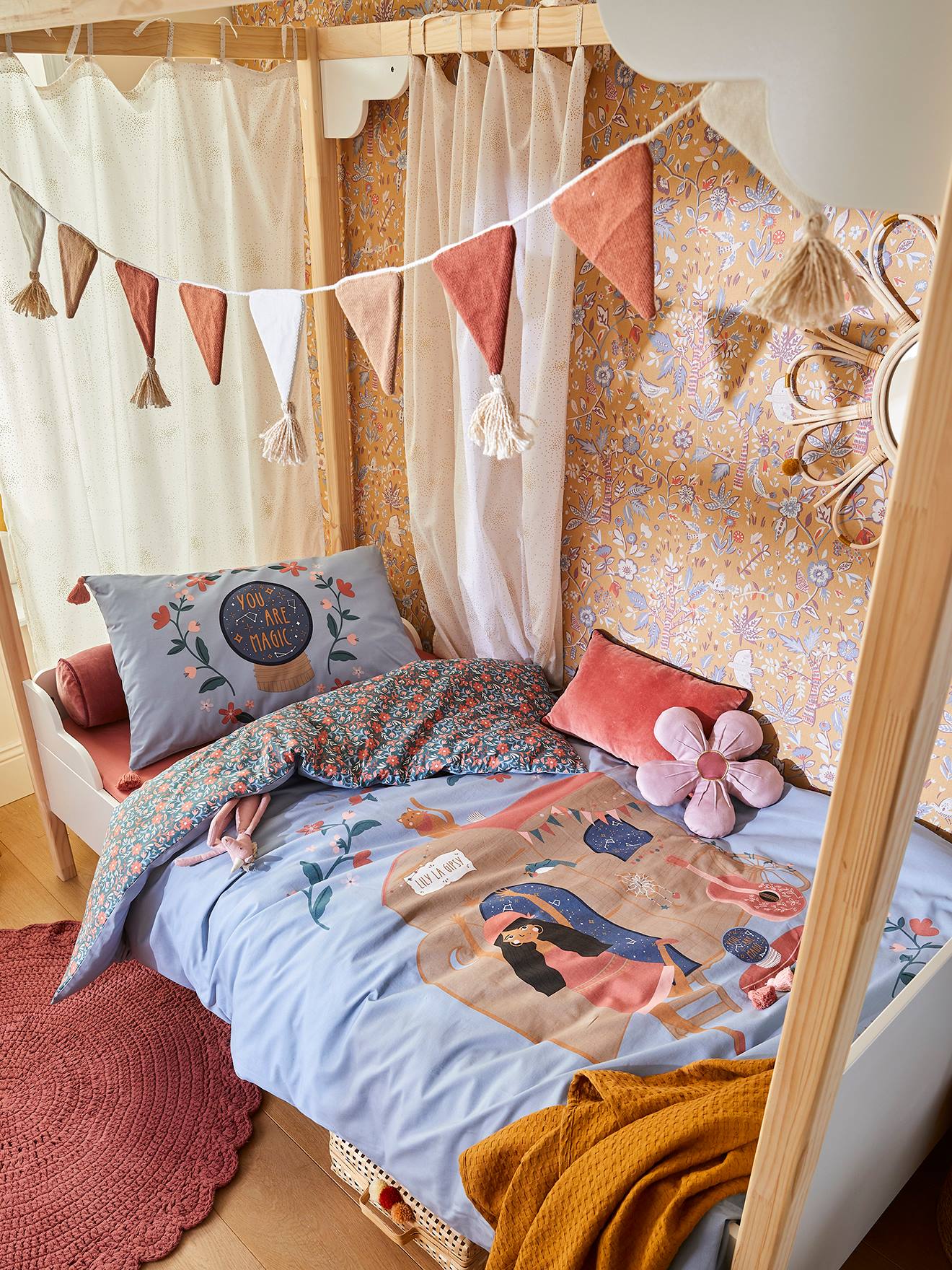 Set dekbedovertrek + kussensloop voor kinderen GIPSY ROULOTTE Oeko-Tex¨ blauw