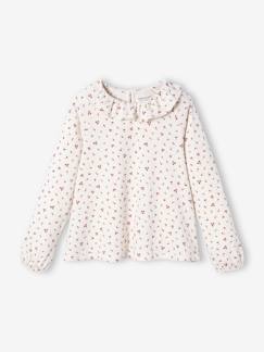 Meisje-Broek-Shirtblouse met kraag en bloemenprint voor meisjes
