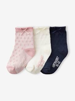 Baby-Sokken, kousen-Set van 3 paar meisjessokken in tricot met ajour