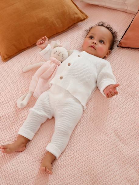 Set met shirt en broek voor baby's van tricot gechineerd lichtgrijs+leigrijs+saliegroen+wit - vertbaudet enfant 