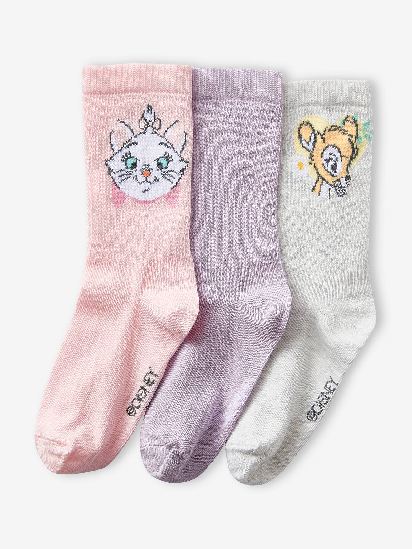 Set van 3 paar Disney® sokken paars, roze en grijs gechineer