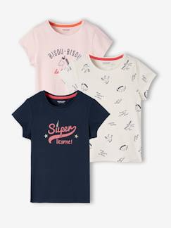 -Set van 3 verschillende T-shirts voor meisjes met iriserende details