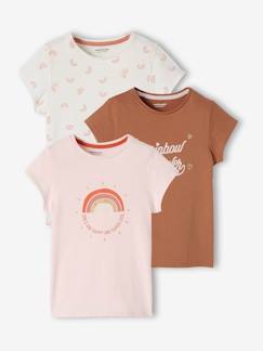 -Set van 3 verschillende T-shirts voor meisjes met iriserende details