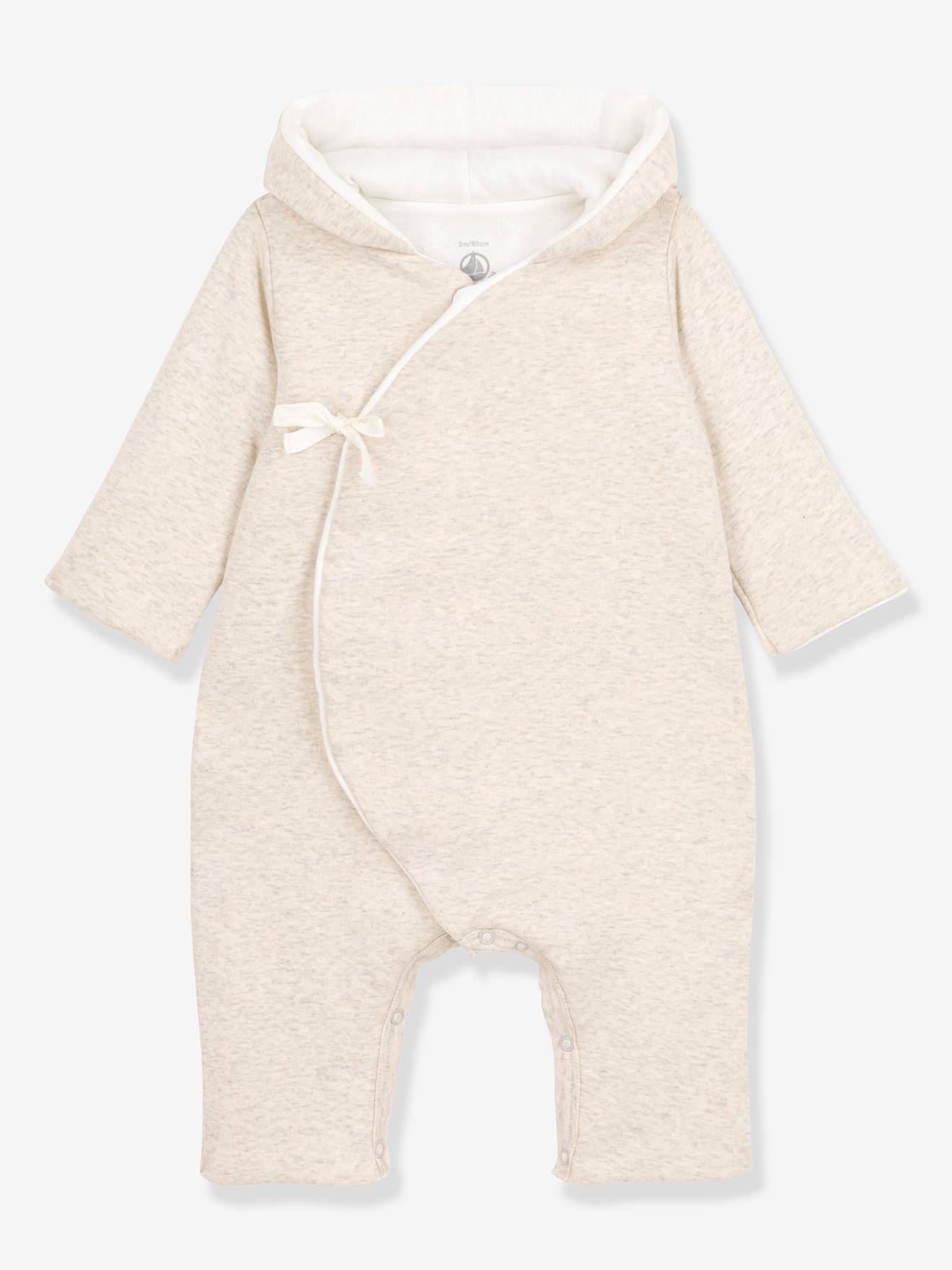 Babypyjama met capuchon van biologisch katoen PETIT BATEAU gemêleerd beige