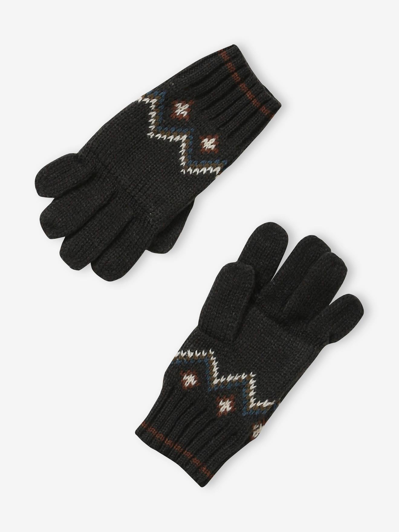 Handschoenen voor jongens van jacquard tricot donkergrijs