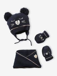 Baby-Accessoires-Set van babymeisjes jacquard gebreide muts + snood + wanten