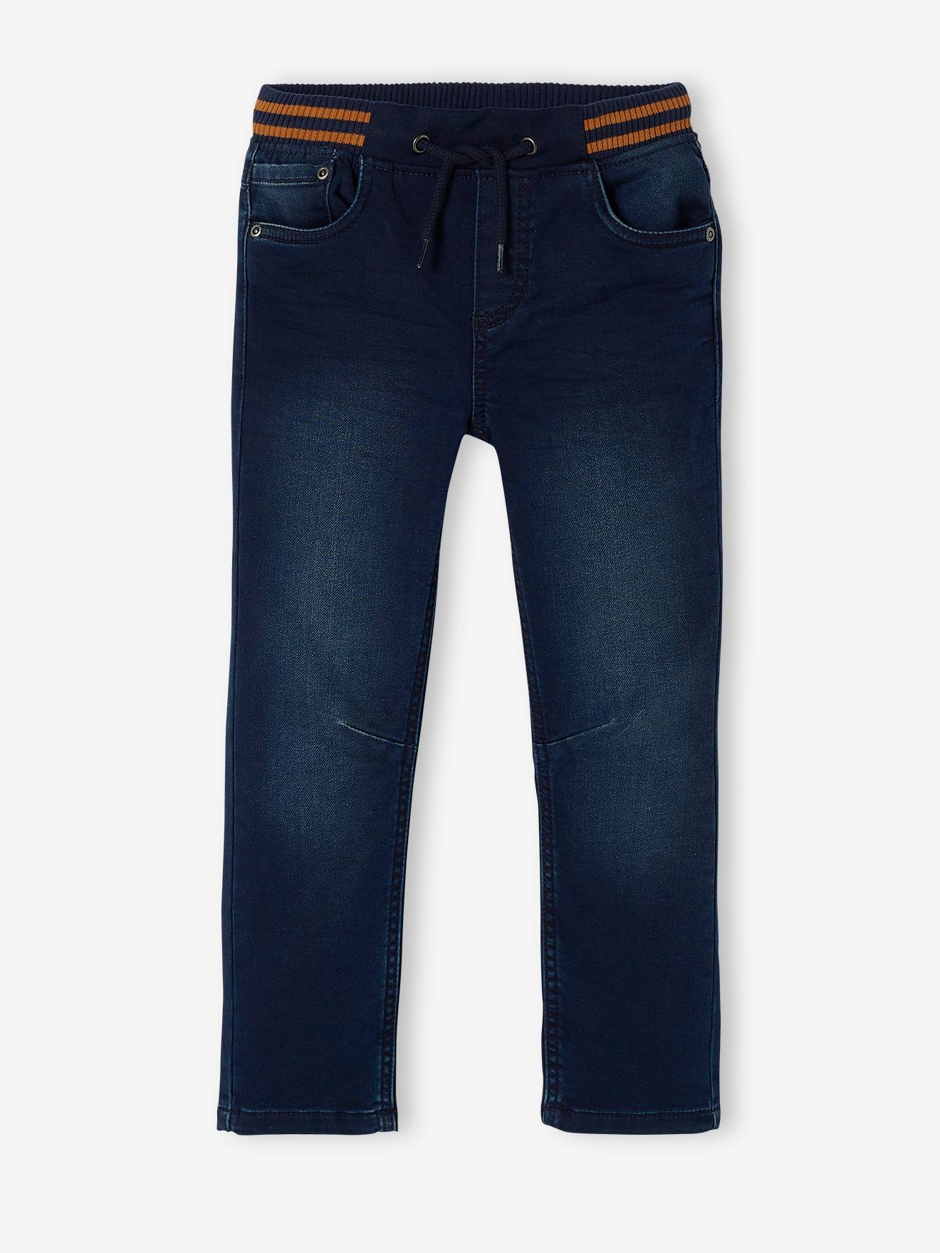 Rechte fleecebroek jongens denim look dark gross