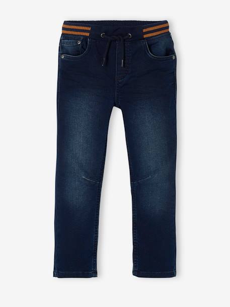 Rechte fleecebroek jongens denim look DARK GROSS+denim grijs+double stone+STONE MIDDEN+zwart denim - vertbaudet enfant 