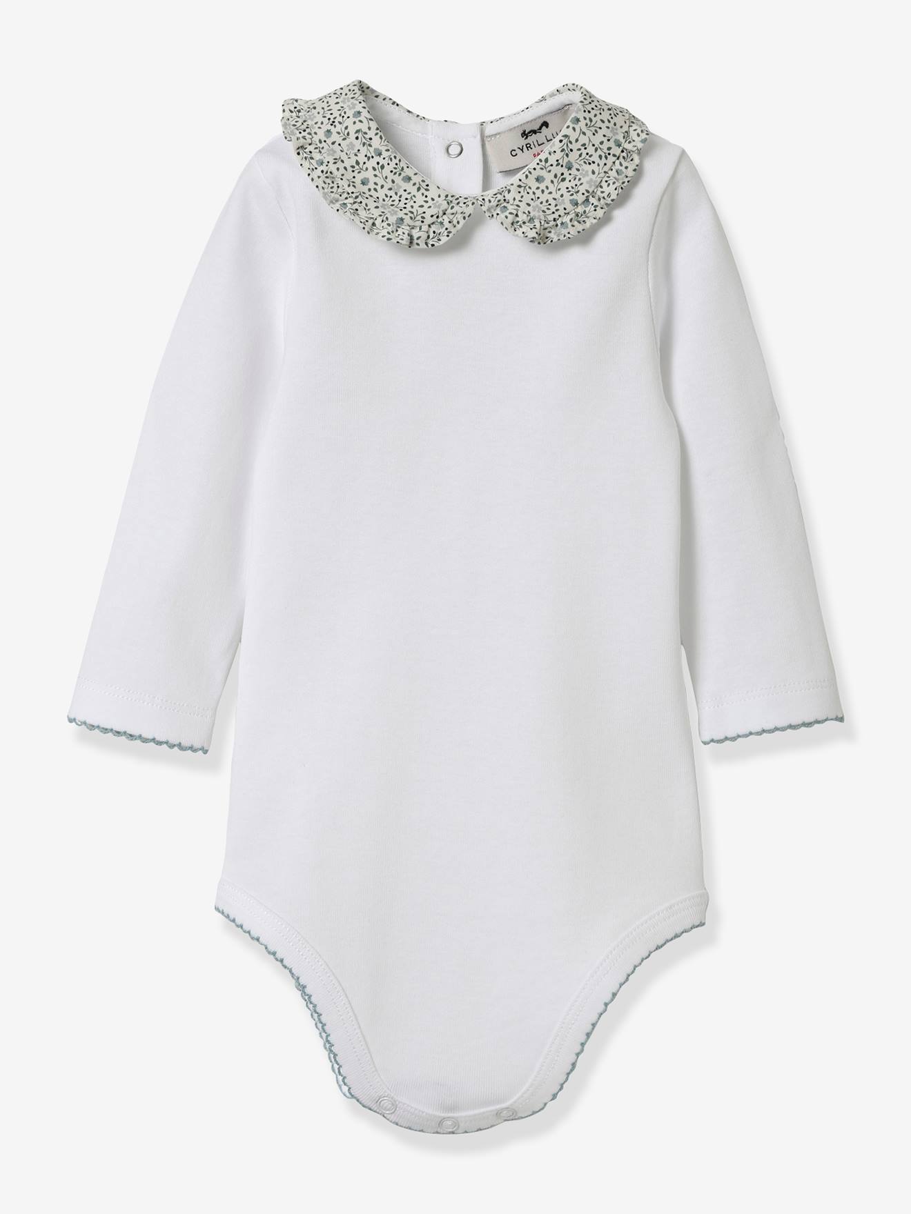 Babyromper gebloemde kraag CYRILLUS - biologisch katoen wit