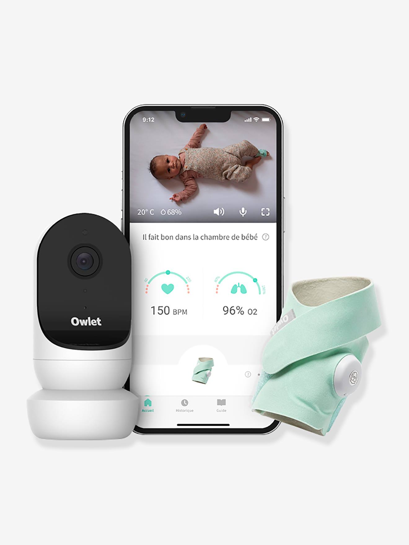 Owlet Monitor Duo 2 - NIEUW - Smart Sock en Cam 2 - Meest Complete Babymonitor met Zuurstof- & Hartslagmeter - Mint