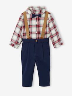 Baby-Babyset-Set baby overhemd + broek met bretels + vlinderdas