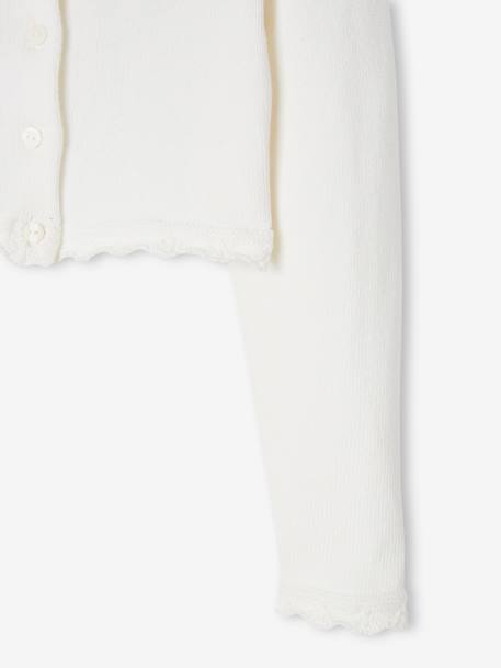 Kort meisjesvest met stikseldetails ecru+grijsblauw+lichtroze - vertbaudet enfant 