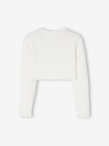 Kort meisjesvest met stikseldetails ecru+grijsblauw+lichtroze - vertbaudet enfant 