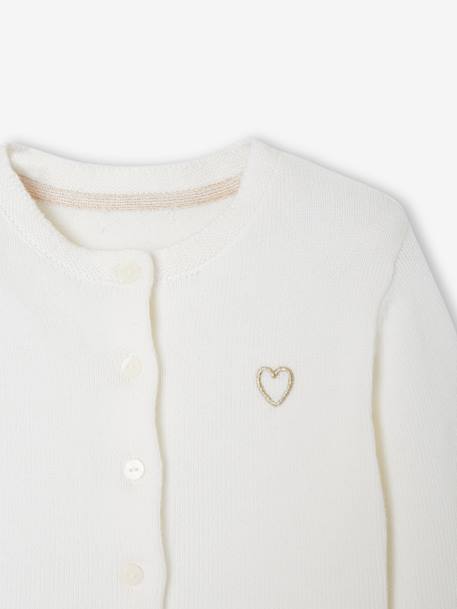Kort meisjesvest met stikseldetails ecru+grijsblauw+lichtroze - vertbaudet enfant 