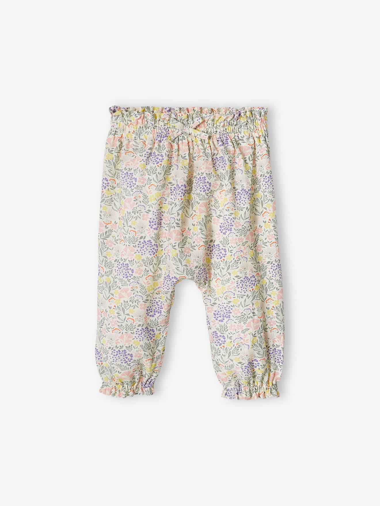 Losse babybroek met print ecru