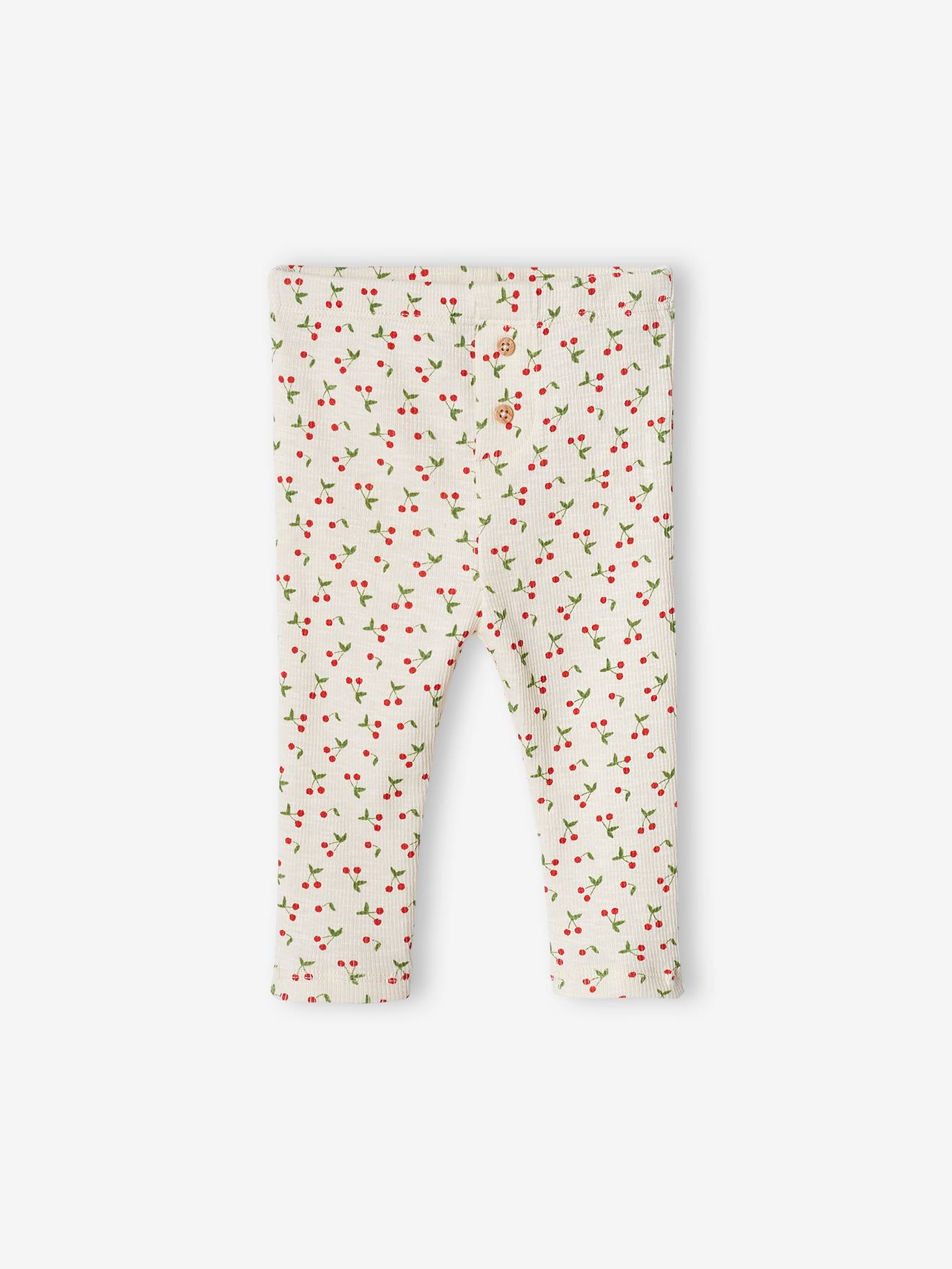 Effen geribbelde legging voor baby ecru