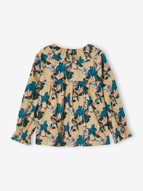 Meisjesblouse met bloemenprint blauwgroen+dennen+rozen - vertbaudet enfant 