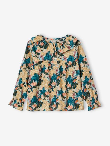 Meisjesblouse met bloemenprint blauwgroen+dennen+rozen - vertbaudet enfant 