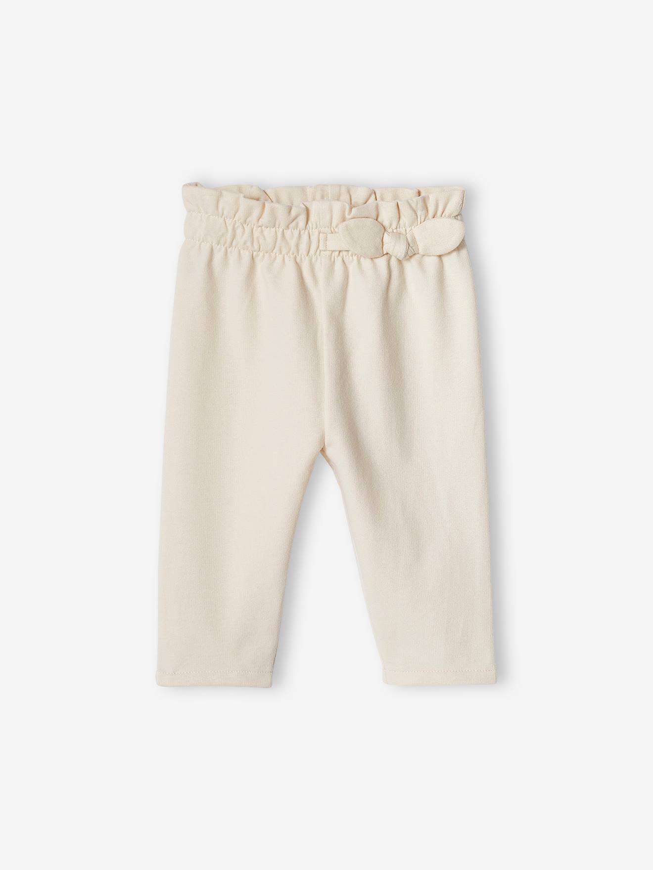 Molton babybroek met elastische taille ecru