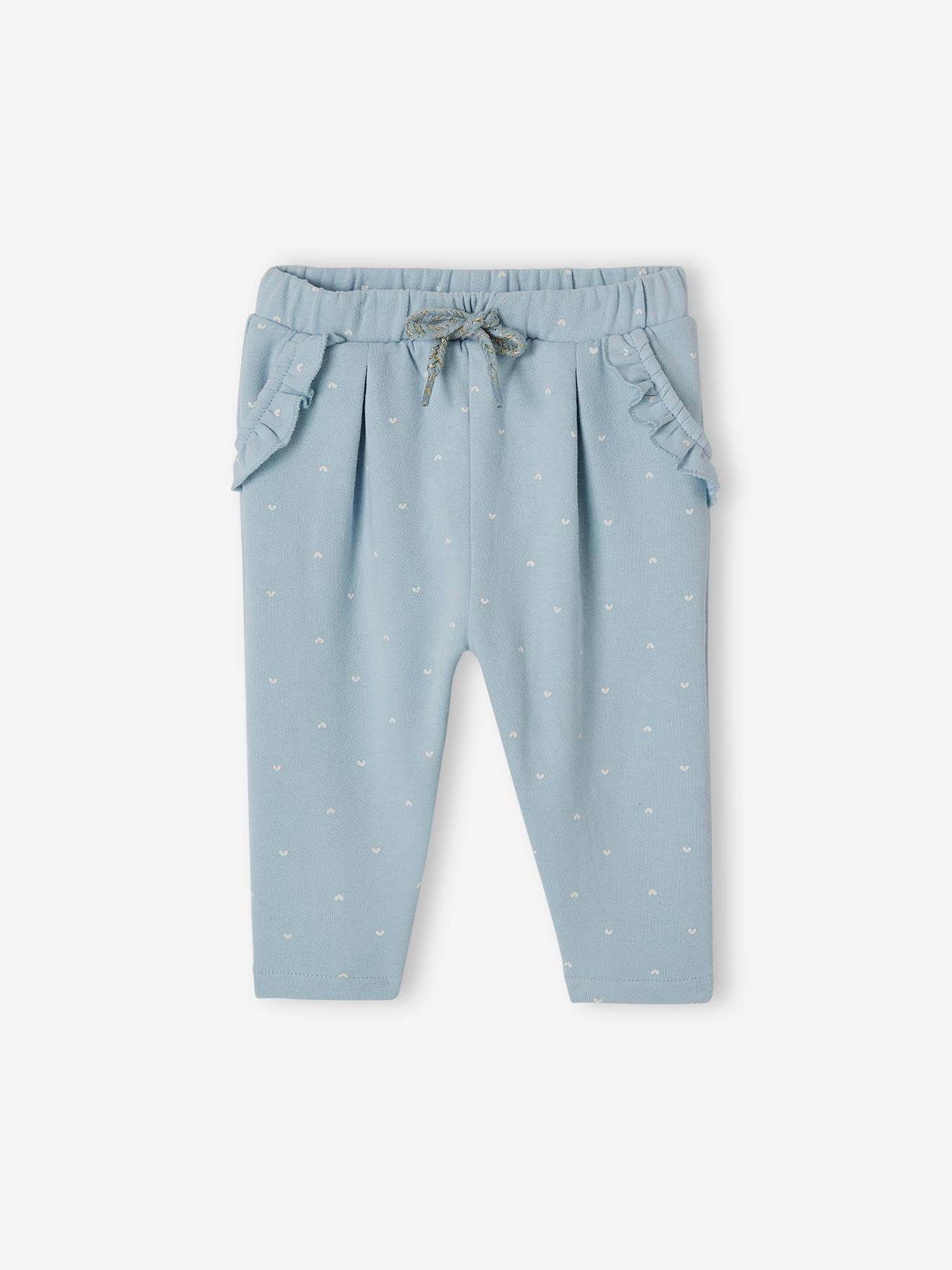 Fleece-pantalon voor meisjesbaby hemelsblauw