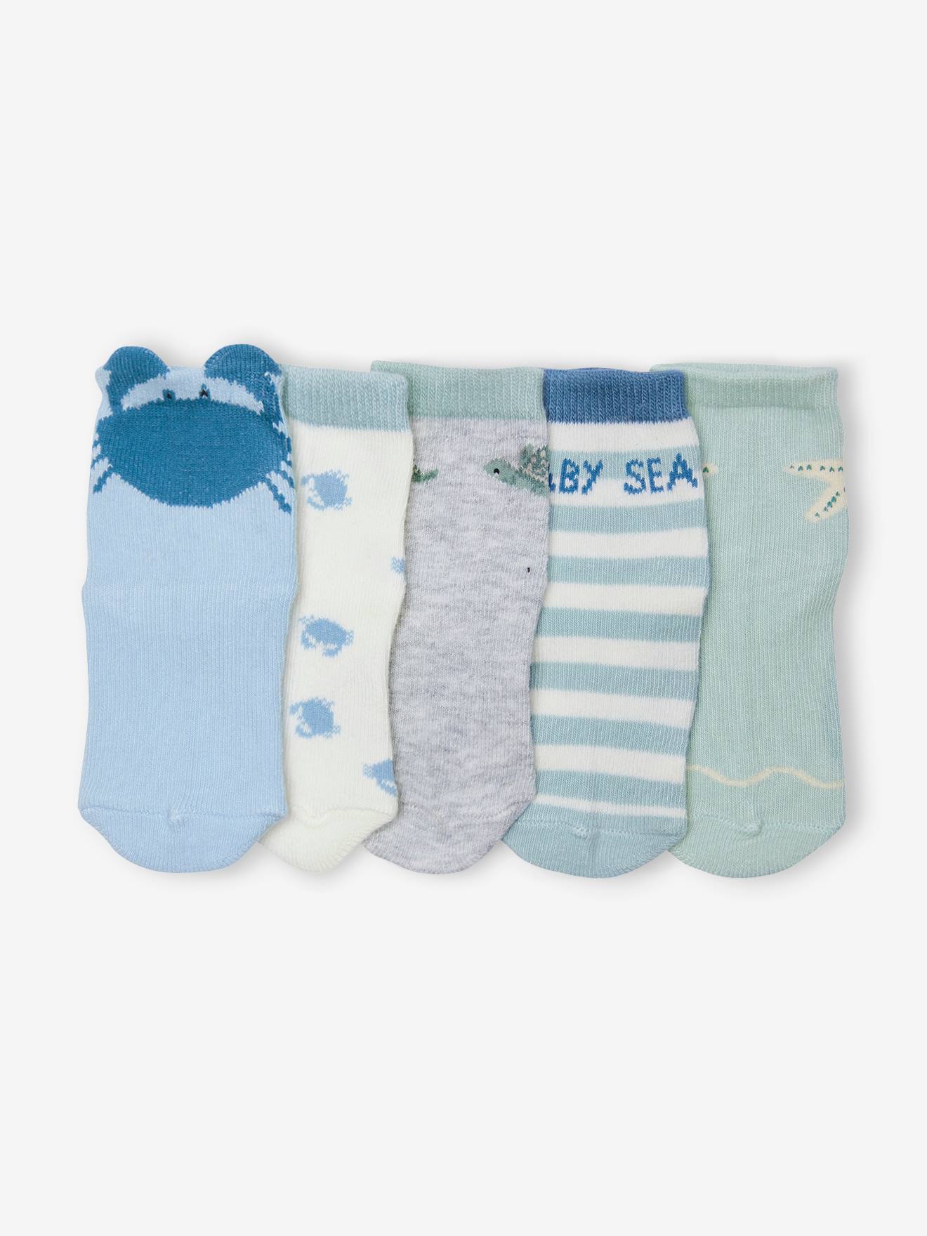 Set van 5 paar babysokjes "sea baby" blauwgroen