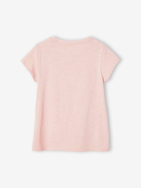 Iriserend gestreept sportshirt voor meisjes ecru+lila+roze (poederkleur) - vertbaudet enfant 