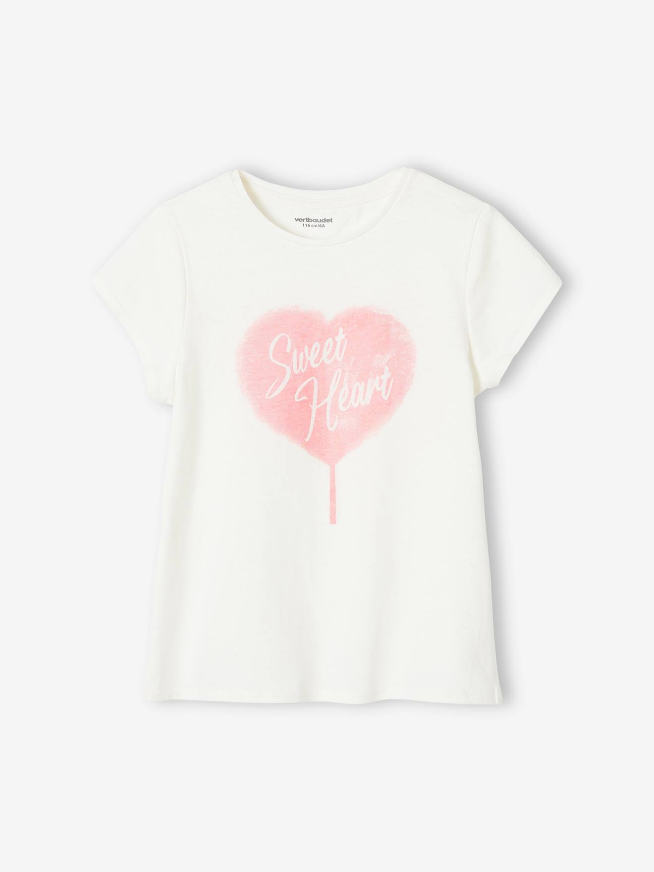 T-shirt met tekst meisjes ecru