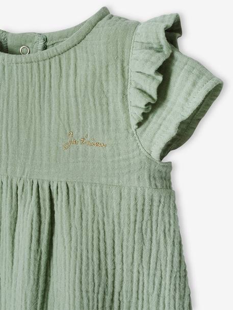 Babypakje van katoengaas ecru+lichtroze+saliegroen - vertbaudet enfant 
