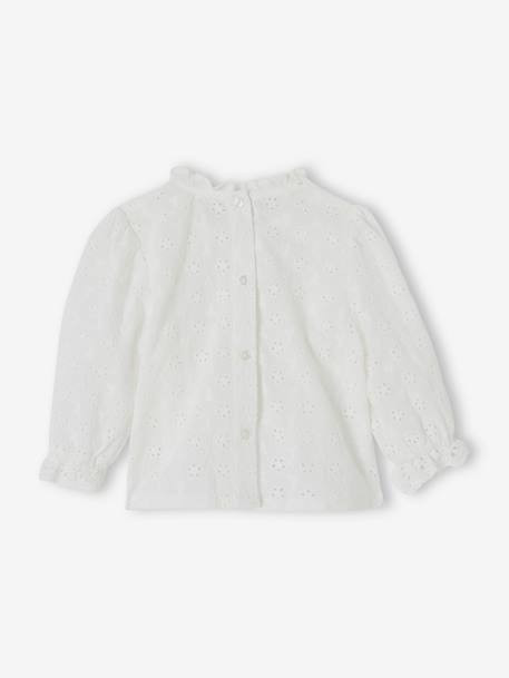 Meisjesblouse met ruches van Engels borduurwerk lichtroze+snoepjesroze+wit - vertbaudet enfant 