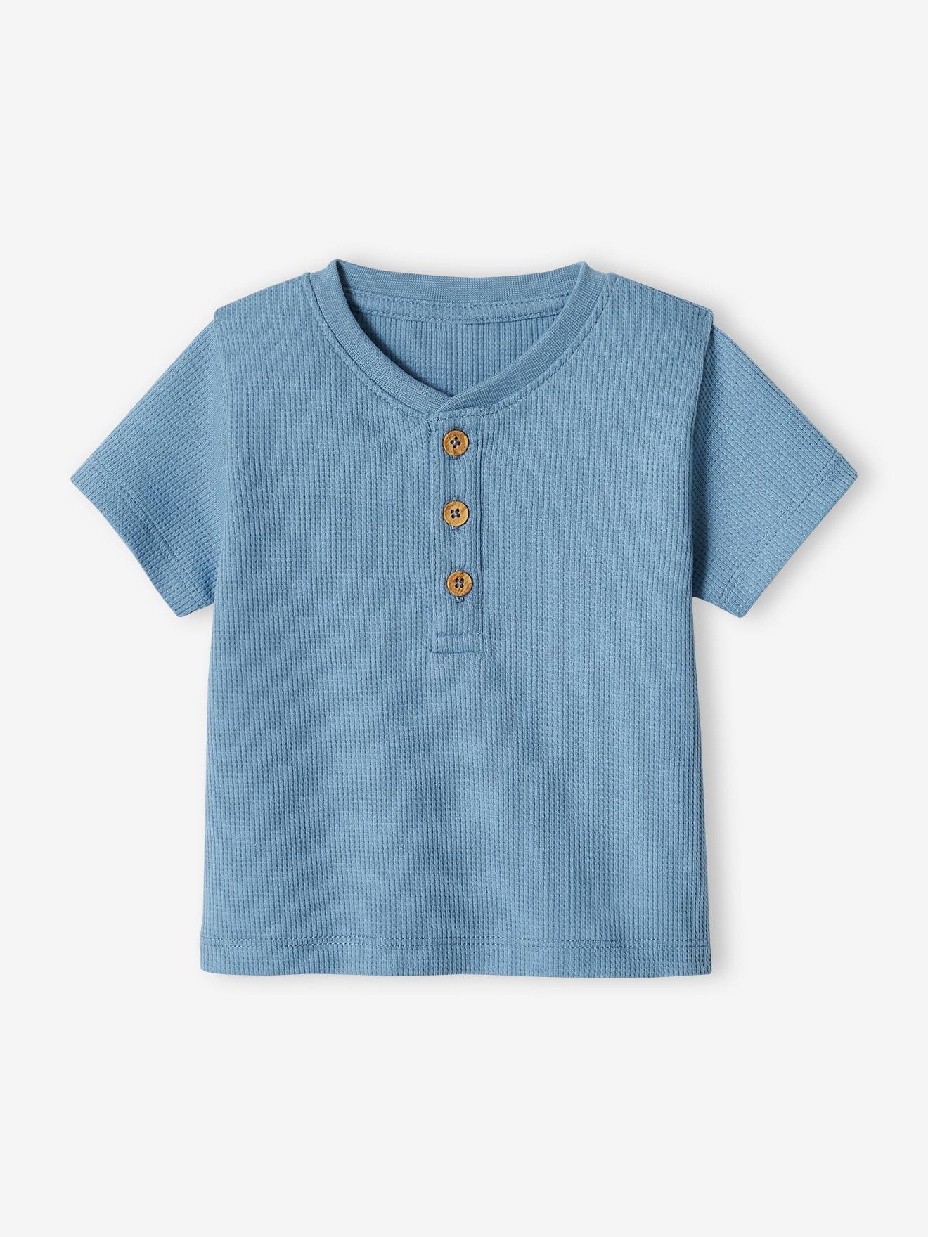 Tunesisch baby-T-shirt met smokwerk hemelsblauw