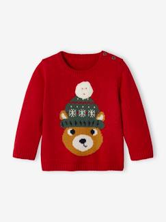 Baby-Trui, vest, sweater-Baby kersttrui met berenmotief