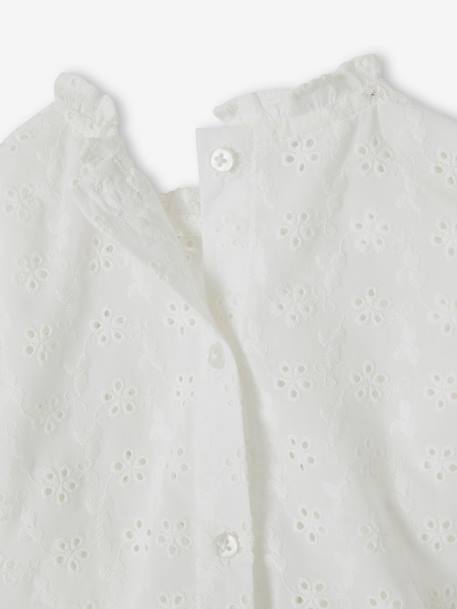 Meisjesblouse met ruches van Engels borduurwerk lichtroze+snoepjesroze+wit - vertbaudet enfant 