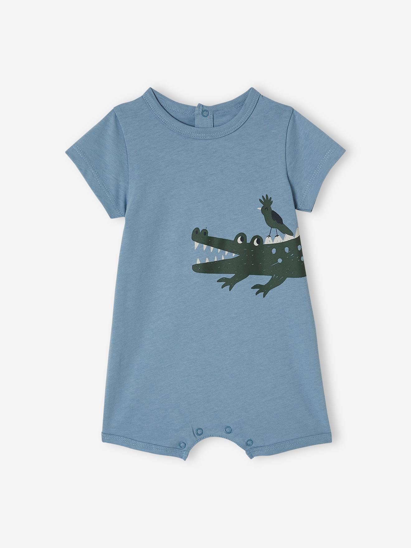 Playsuit voor baby met dieren hemelsblauw