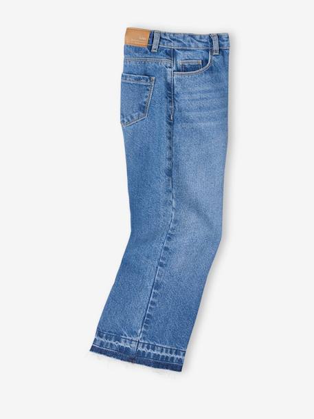 Wijde meisjesjeans met rafels aan de onderkant denimgrijs+gebleekt denim+hemelsblauw+jeansblauw+stone - vertbaudet enfant 