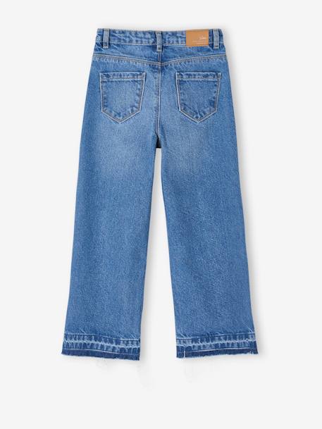 Wijde meisjesjeans met rafels aan de onderkant denimgrijs+gebleekt denim+hemelsblauw+jeansblauw+stone - vertbaudet enfant 