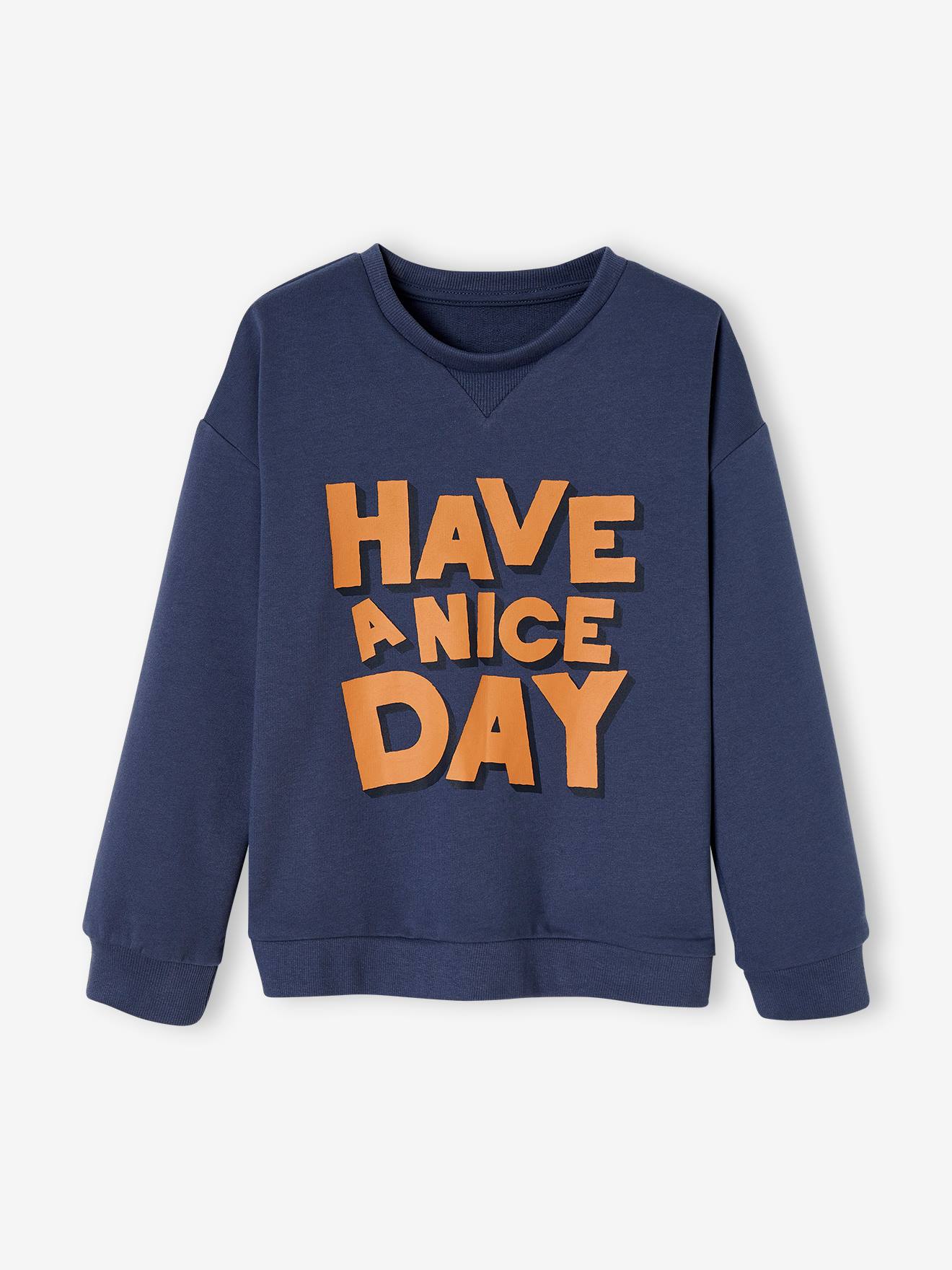 Sweater opschrijft "Have a nice day" voor jongens leiblauw