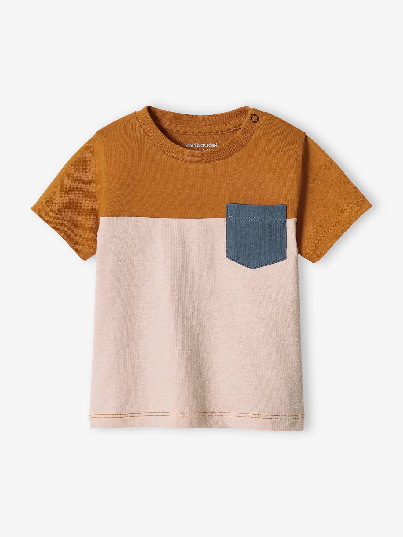 Baby colorblock T-shirt met korte mouwen karamel