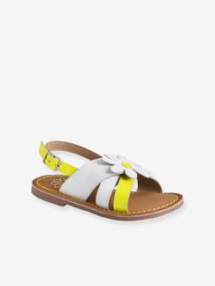 Schoenen-Meisje shoenen 23-38-Sandalen-Leren meisjessandalen met fluo leer