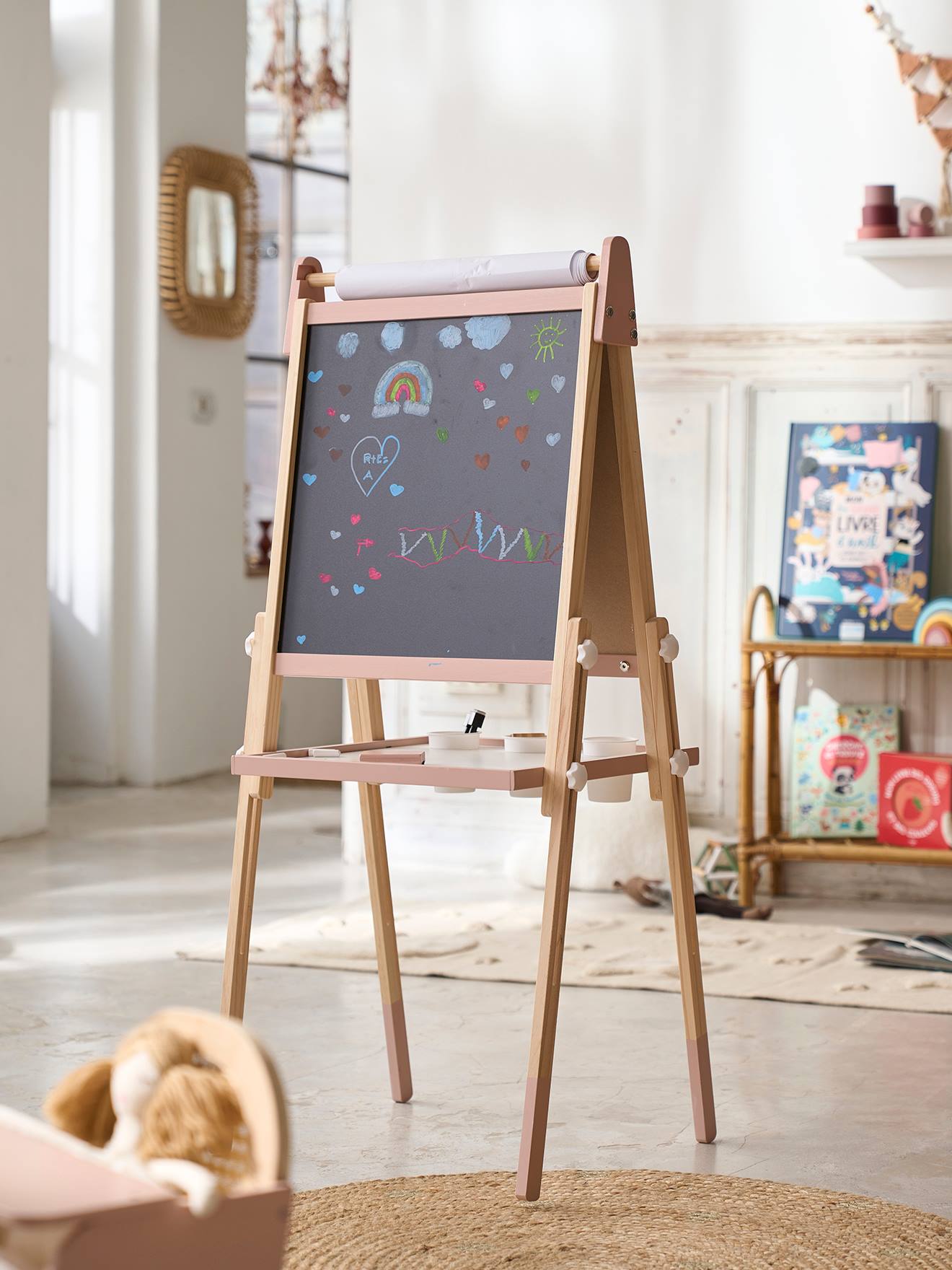 Vouwbaar bord, in 3 hoogtes verstelbaar roze