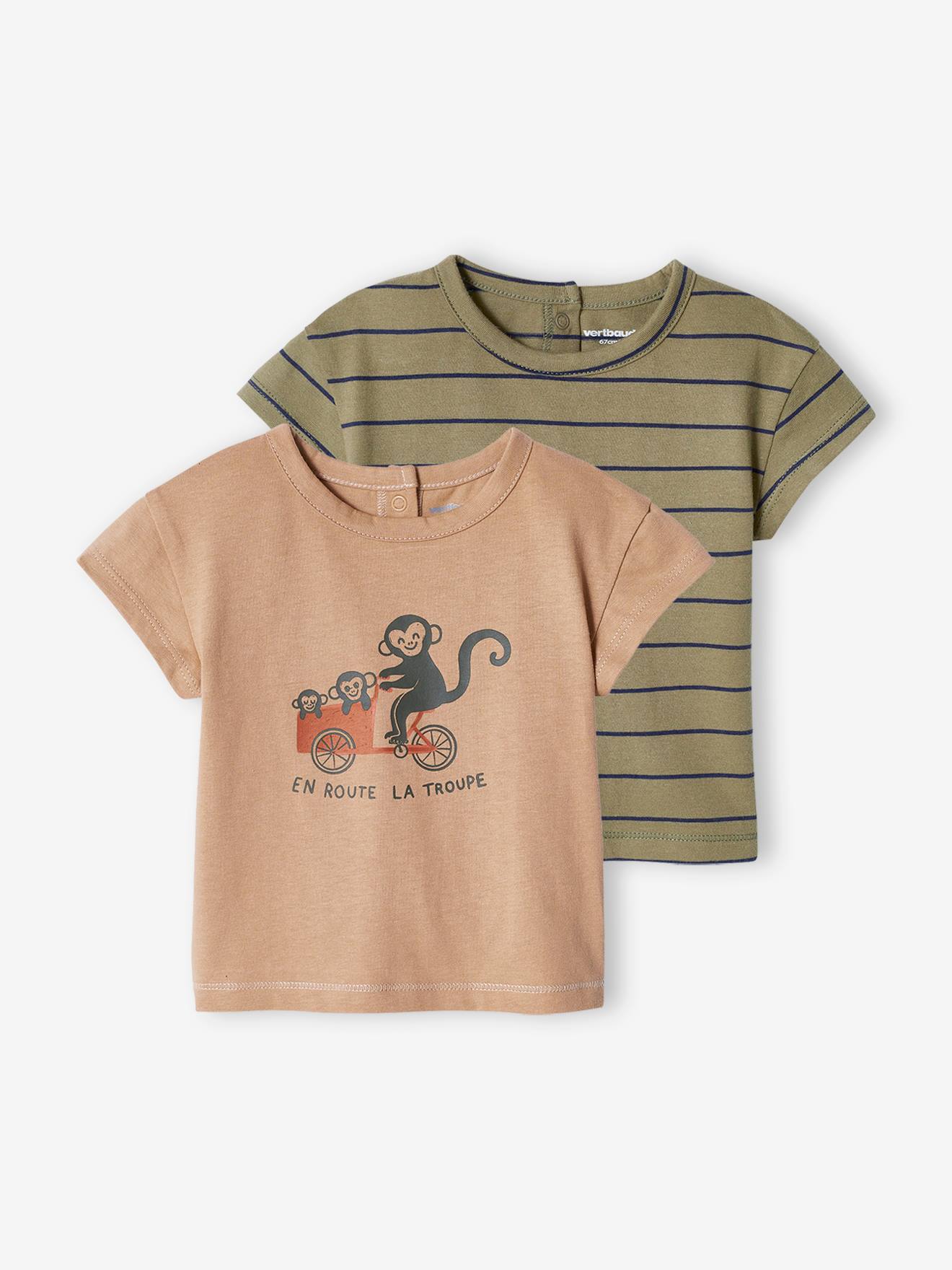 Set van 2 T-shirts voor baby, met korte mouwen taupe