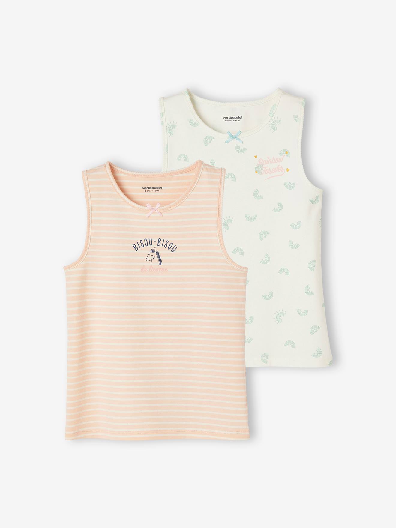 Set van 2 hemdjes met print meisjes lichtroze